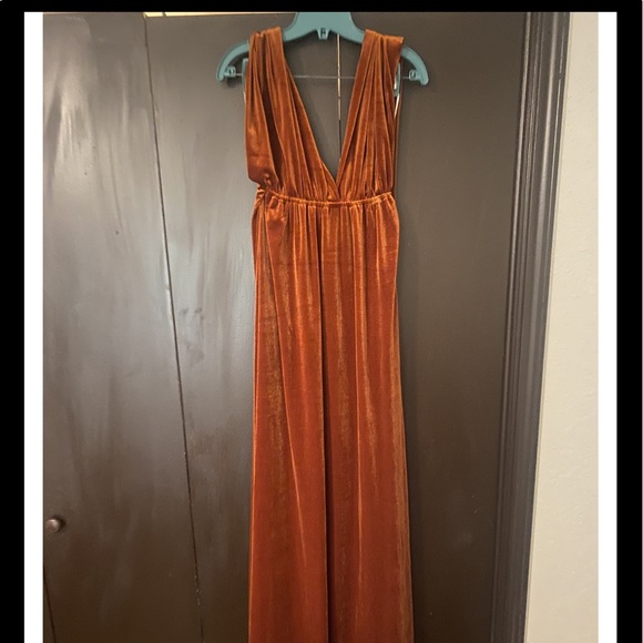 Burnt Orange Velvet Wrap Dress- one size - Picture 3 of 6